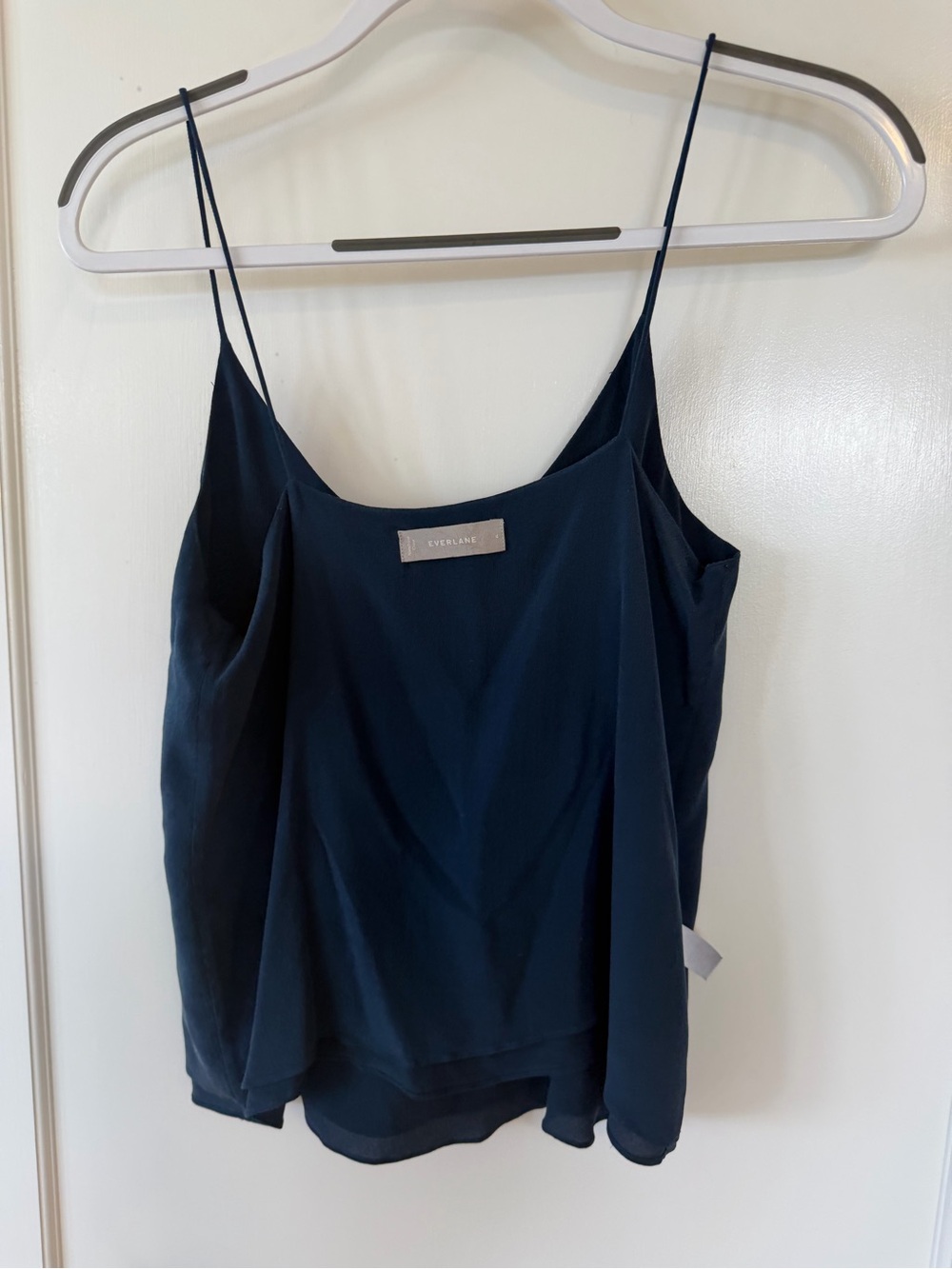 Everlane Navy Silk Slip Camisole with Spaghetti Straps